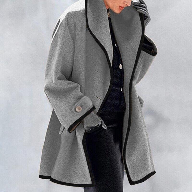 VALORA | Button-Front Trench Coat Collared