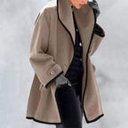 VALORA | Button-Front Trench Coat Collared