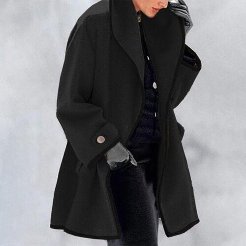 VALORA | Button-Front Trench Coat Collared