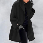 VALORA | Button-Front Trench Coat Collared