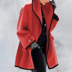 VALORA | Button-Front Trench Coat Collared