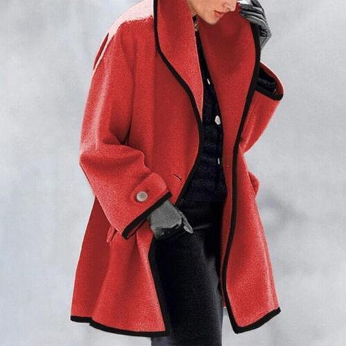VALORA | Button-Front Trench Coat Collared