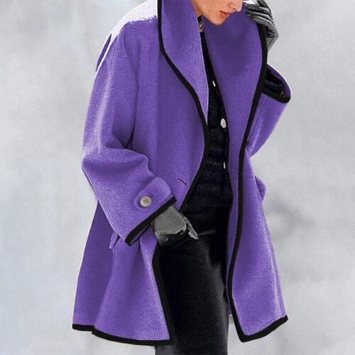 VALORA | Button-Front Trench Coat Collared