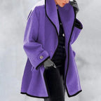 VALORA | Button-Front Trench Coat Collared