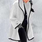 VALORA | Button-Front Trench Coat Collared