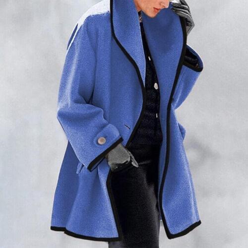 VALORA | Button-Front Trench Coat Collared