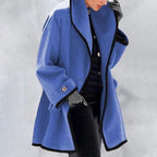 VALORA | Button-Front Trench Coat Collared