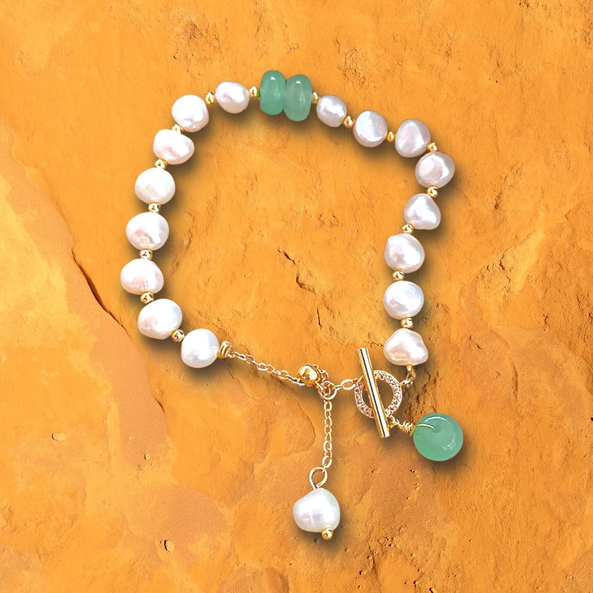 Bracelet en perles blanches et vertes