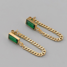 Charger l&#39;image dans la galerie, Boucles d&#39;oreilles vertes en acier inoxydable
