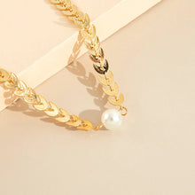 Charger l&#39;image dans la galerie, collier avec perle et chaîne en feuilles
