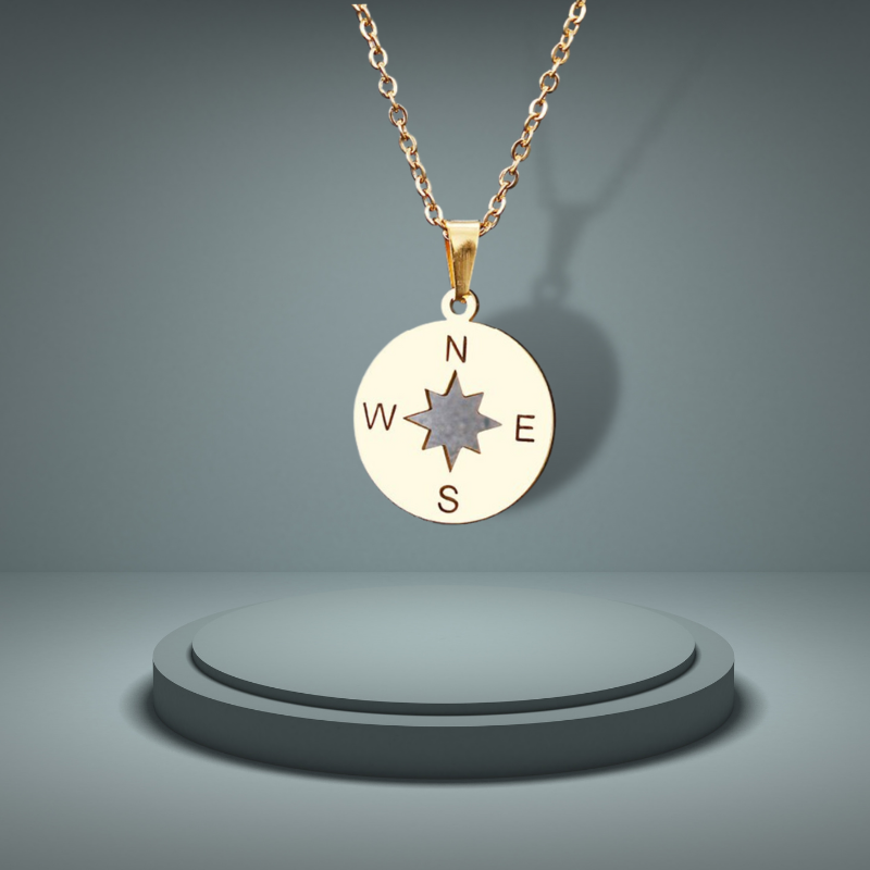 Collier boussole en acier inoxydable