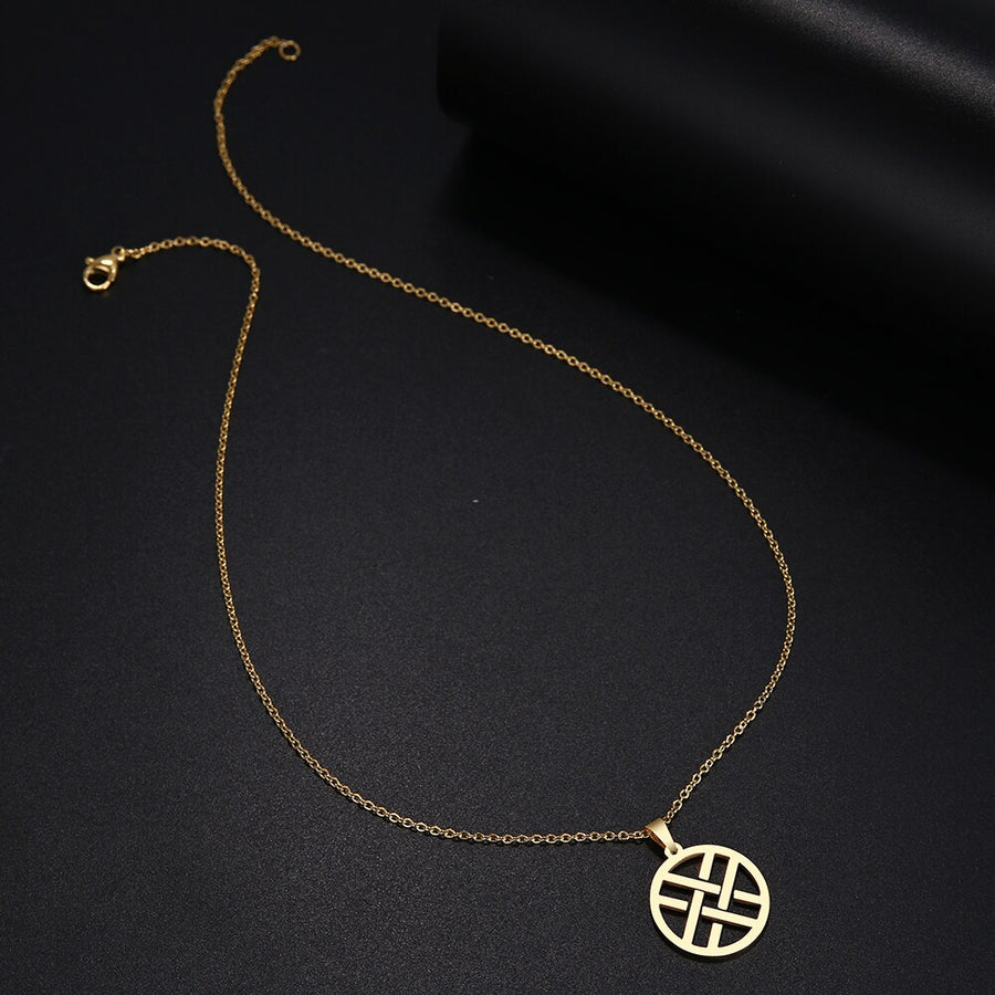 Collier en acier inoxydable avec pendentif géométrique