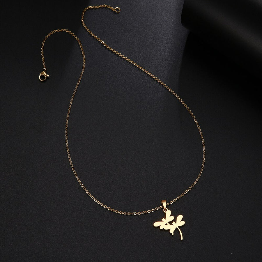 Collier en acier inoxydable avec pendentif libellule