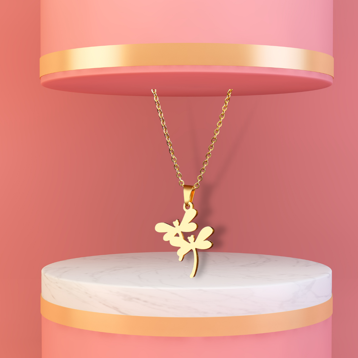 Collier en acier inoxydable avec pendentif libellule