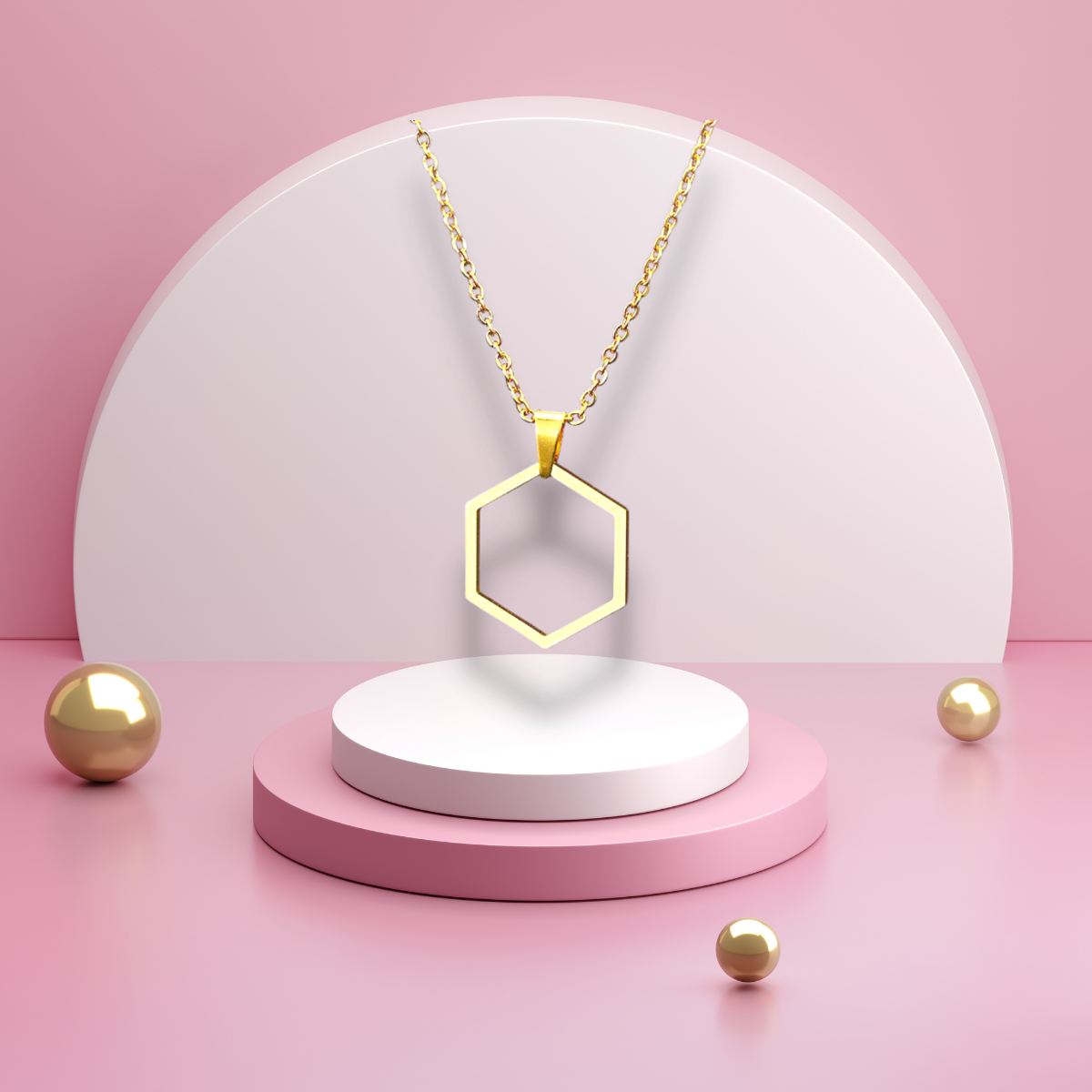 Collier en acier inoxydable avec pendentif géométrique