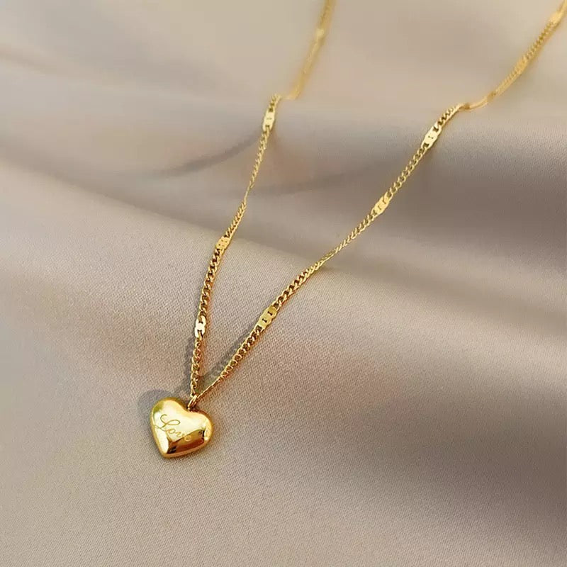 Collier coeur en acier inoxydable