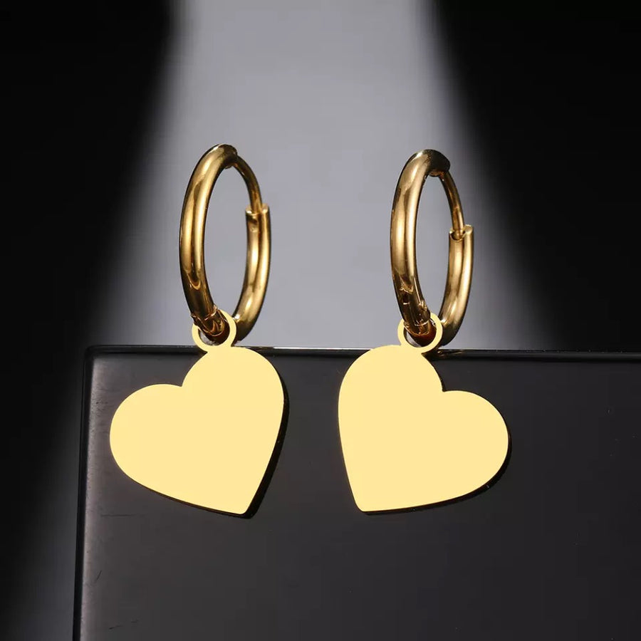 Boucles d'oreilles coeur en acier inoxydable