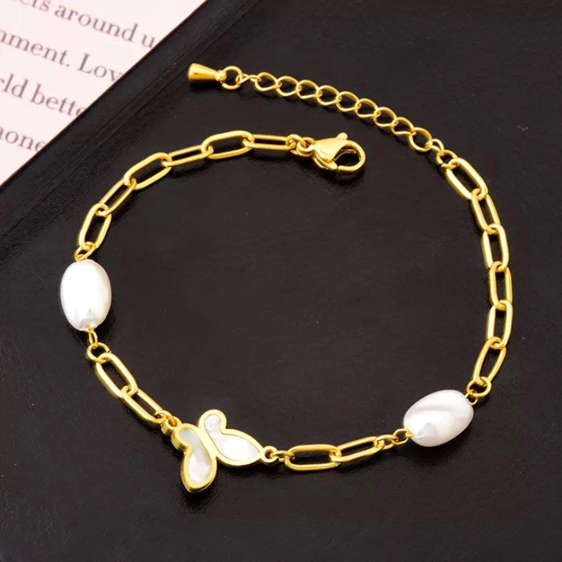 Bracelet papillon en acier inoxydable