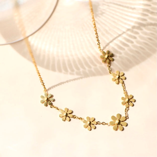 Collier marguerite en acier inoxydable