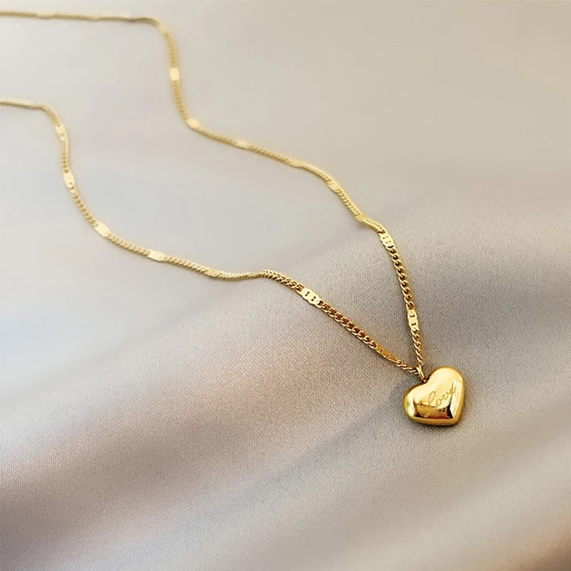 Collier coeur en acier inoxydable