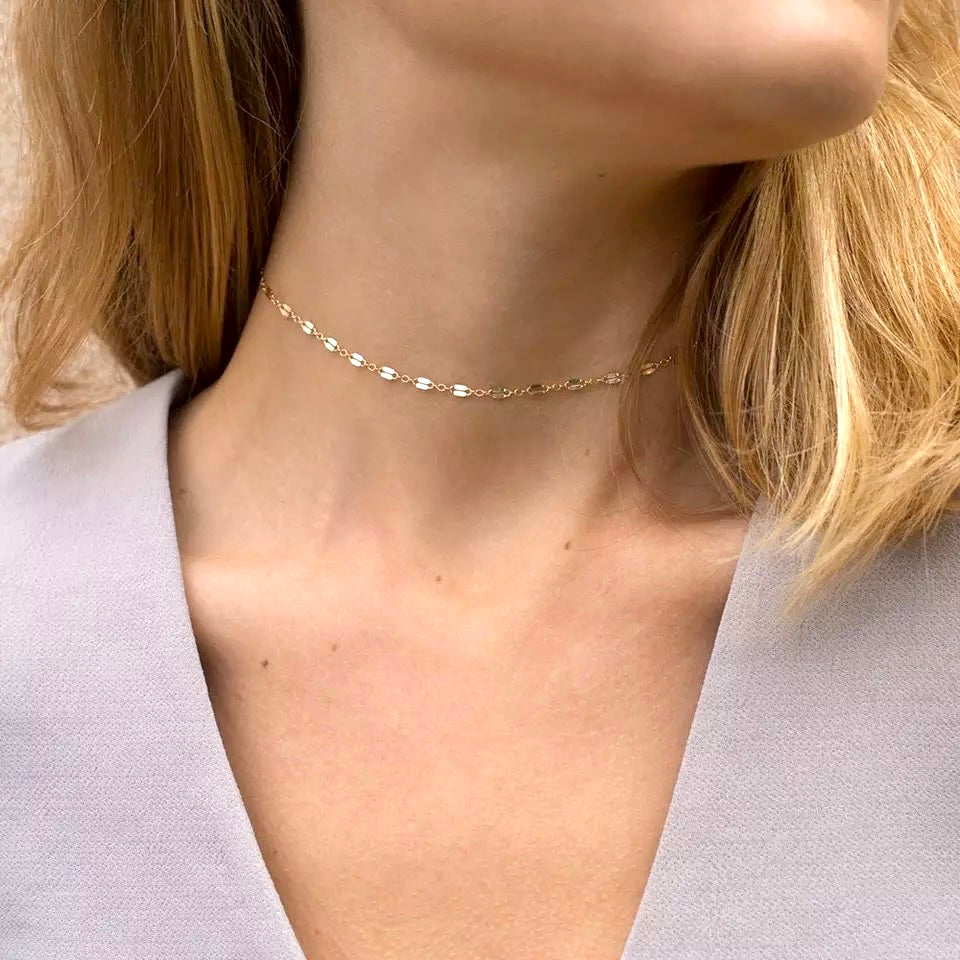 Collier géométrique ras du cou en acier inoxydable